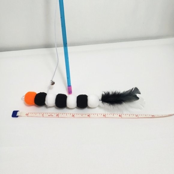 Cat Elastic Rope Pom Pom Feather Teaser Stick Cat Toy Wand - Picture 5 of 8